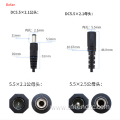 DC5525/DC5521 male plug to open power cable
